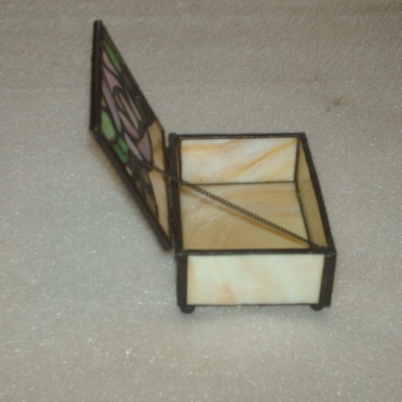 stained glass Art Vintage Colorful Stained Glass Trinket Box Poshmark